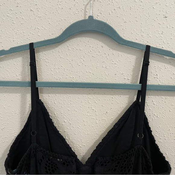 All Saints Janey Eyelet Lace Embroidered Slip Black Midi Dress - size 4 - Picture 15 of 15